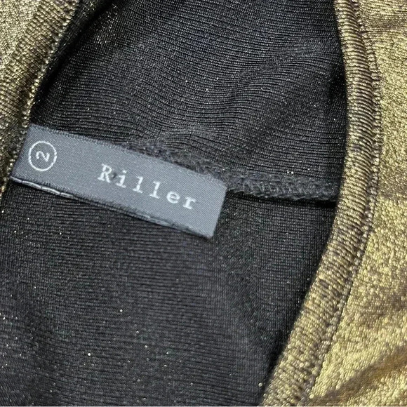 Riller & Fount x Revolve Gold scoop neck shimmer mini dress long sleeve, - Picture 7 of 7